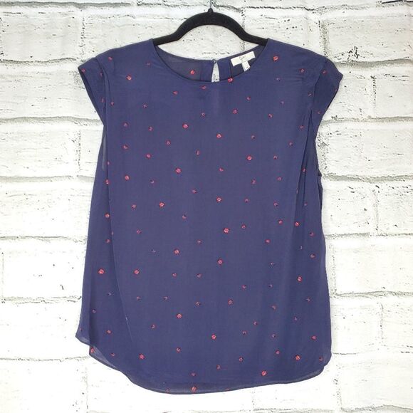 Joie kelda cap sleeve ladybug top blue red size medium Viscose - Picture 3 of 8